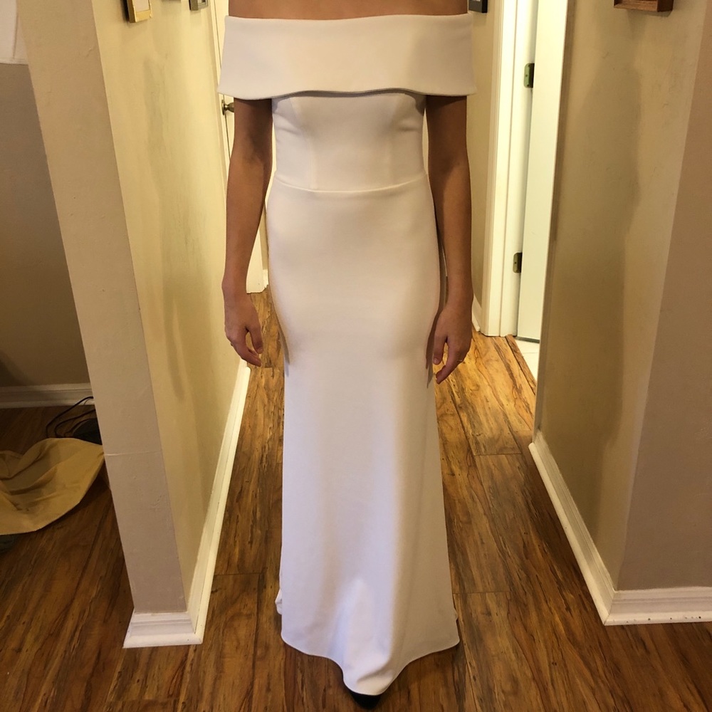 Simple white off the shoulder gown